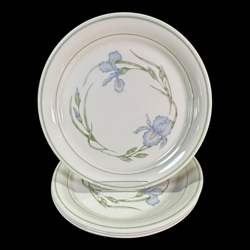 Corelle Cornerstone IRIS Dinner Plates 10 1/4" Blue Irises Set of 4